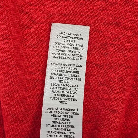 White House Black Market Women’s XXS Coral Orange Linen Blend Cap Sleeve Tee - Picture 5 of 8